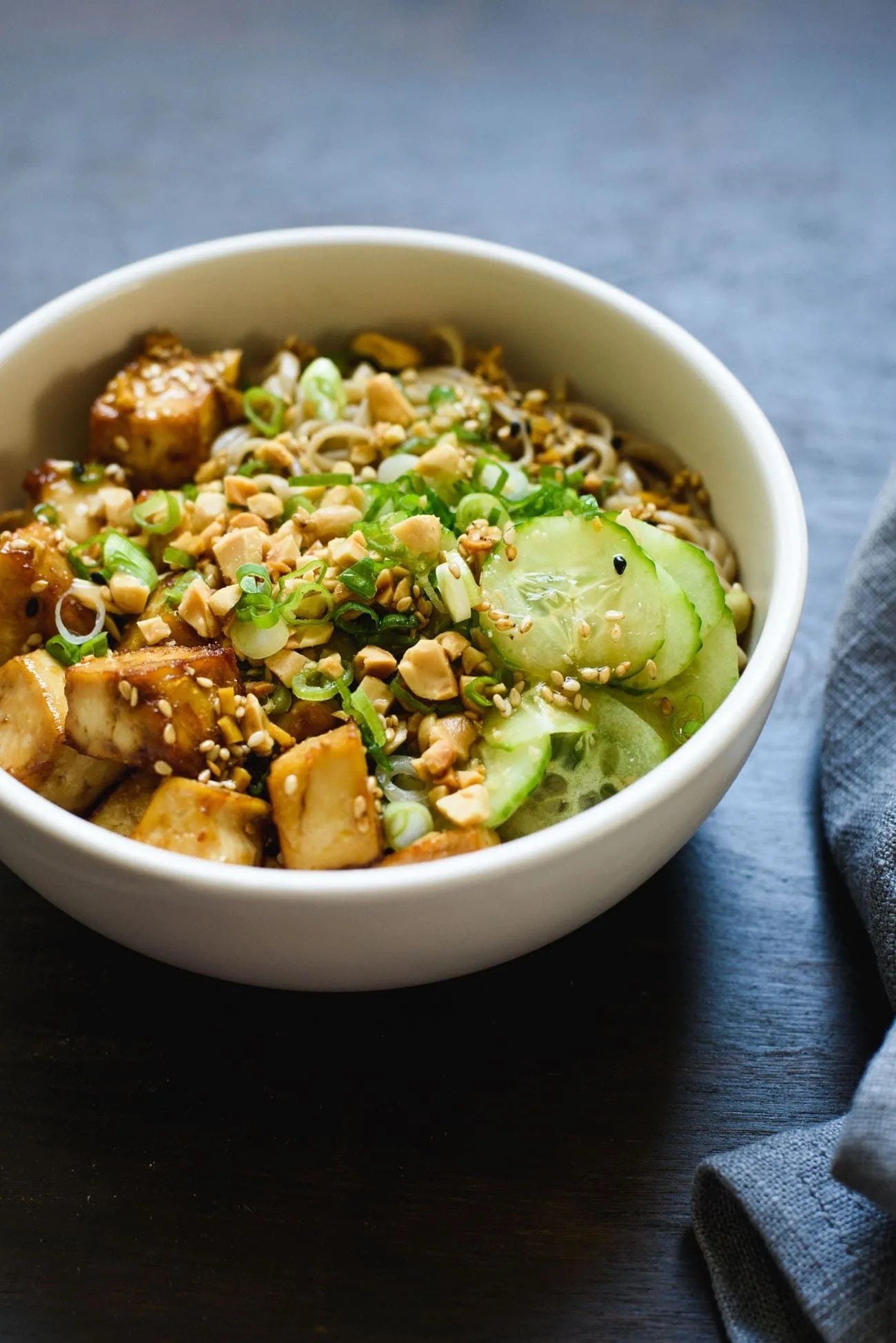 Vegan Crispy Tofu Asian Noodle Bowl