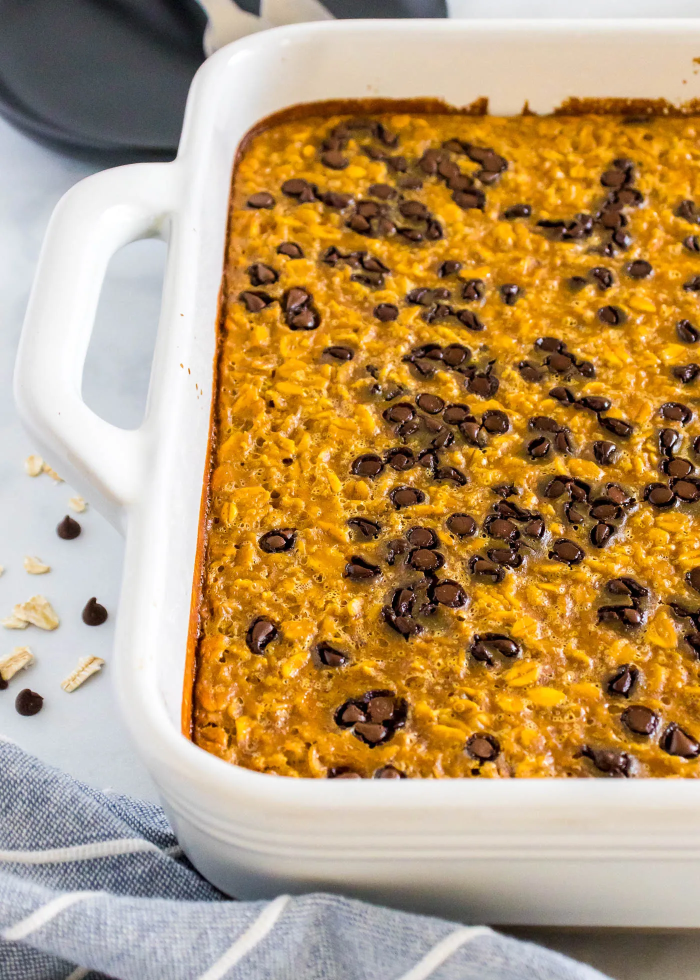 Vegan Pumpkin Chocolate Chip Baked Oatmeal