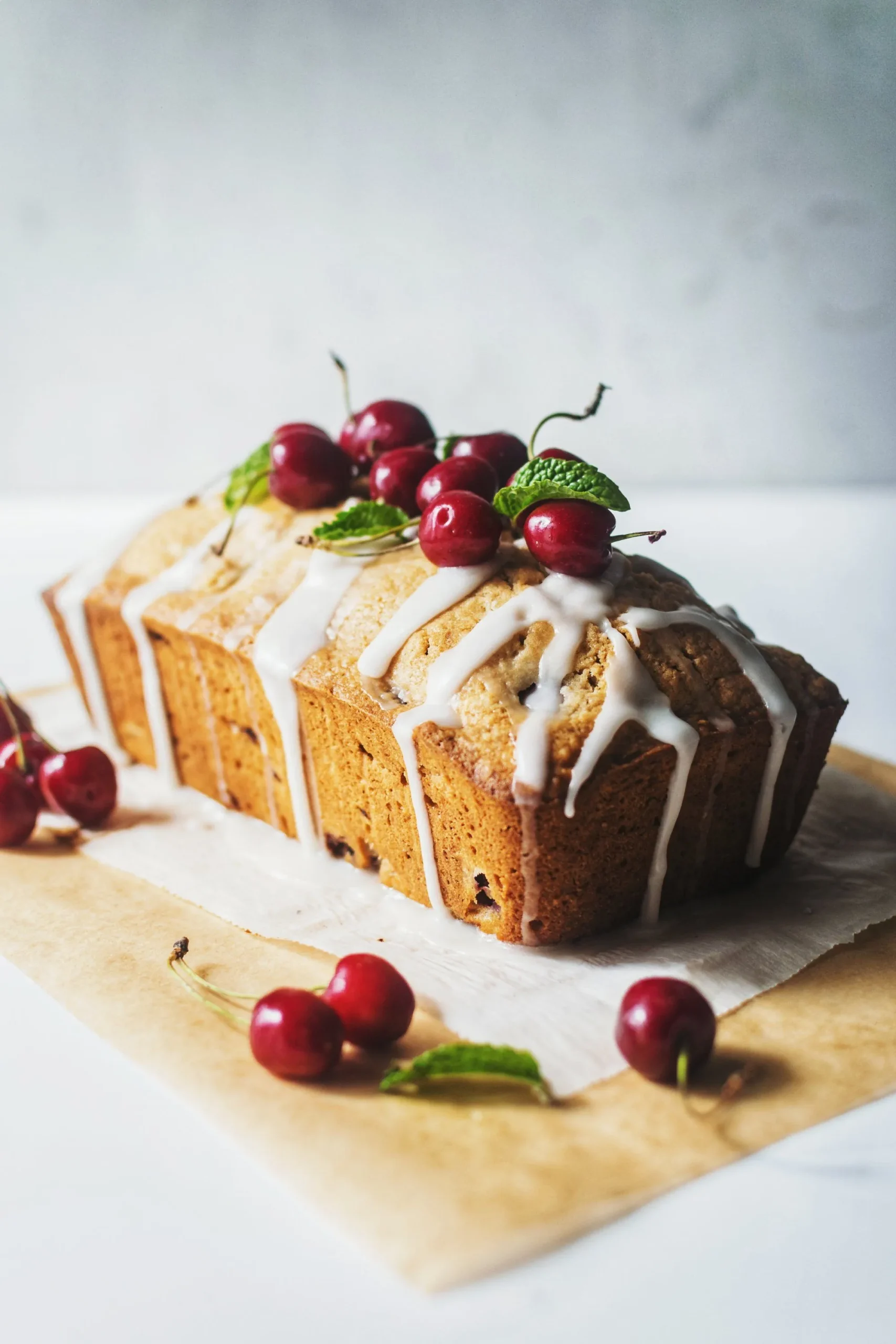Walnut Cherry Yogurt Loaf Cake
