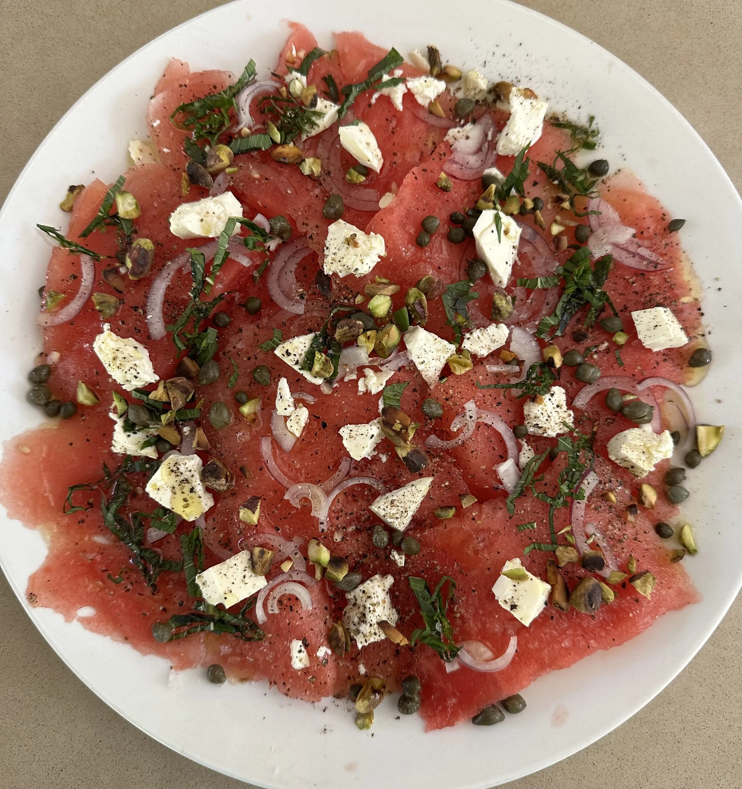Watermelon Carpaccio with Ricotta Salt