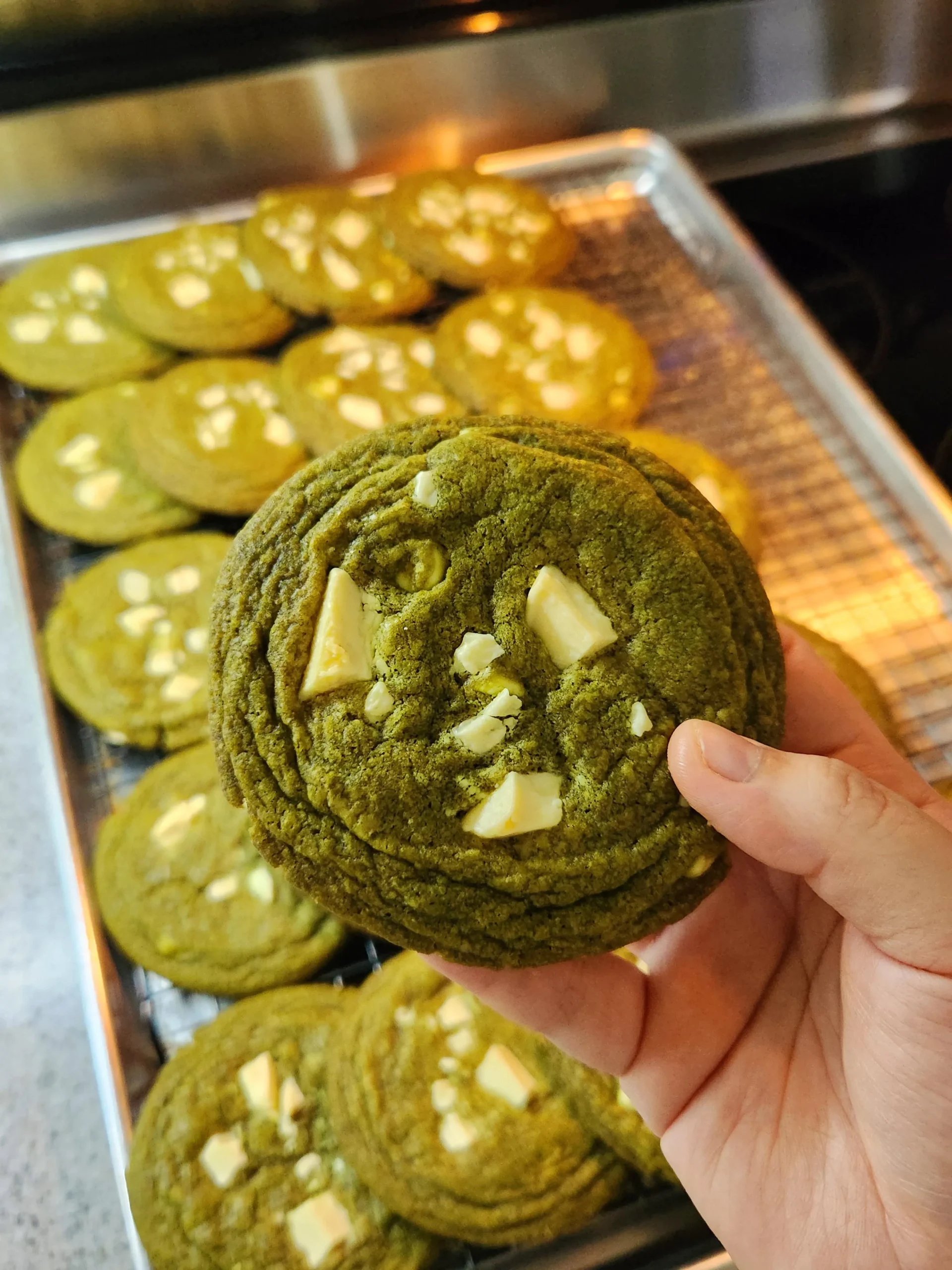 White Chocolate Pistachio Matcha Cookies