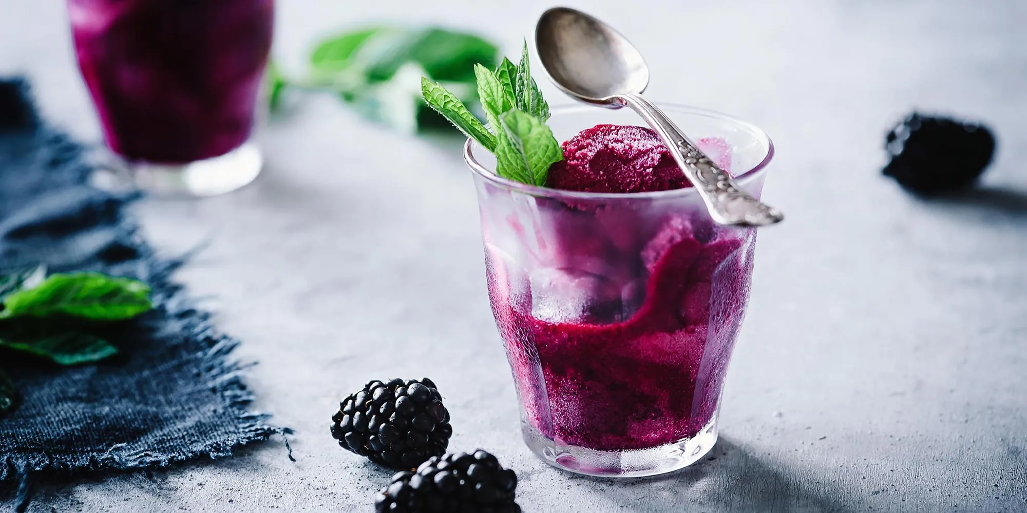 White Wine Granita with Blackberries