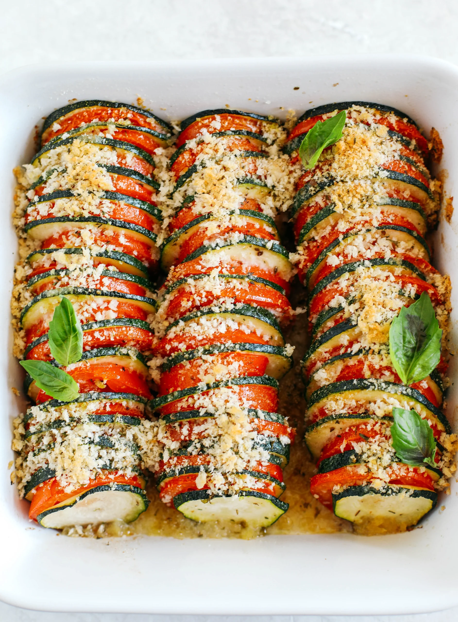 Zucchini and Pepper Gratin with Herbs and Cheese