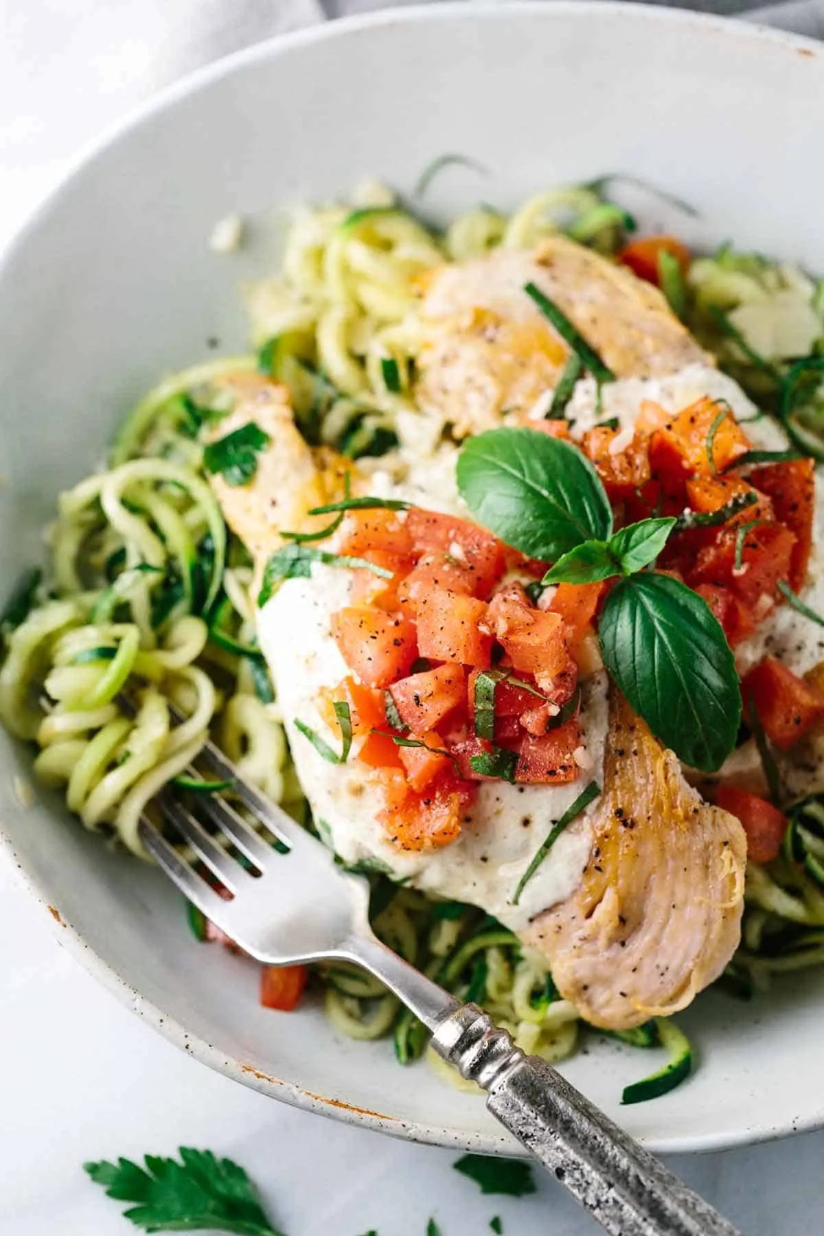 bruschetta chicken zucchini spaghetti