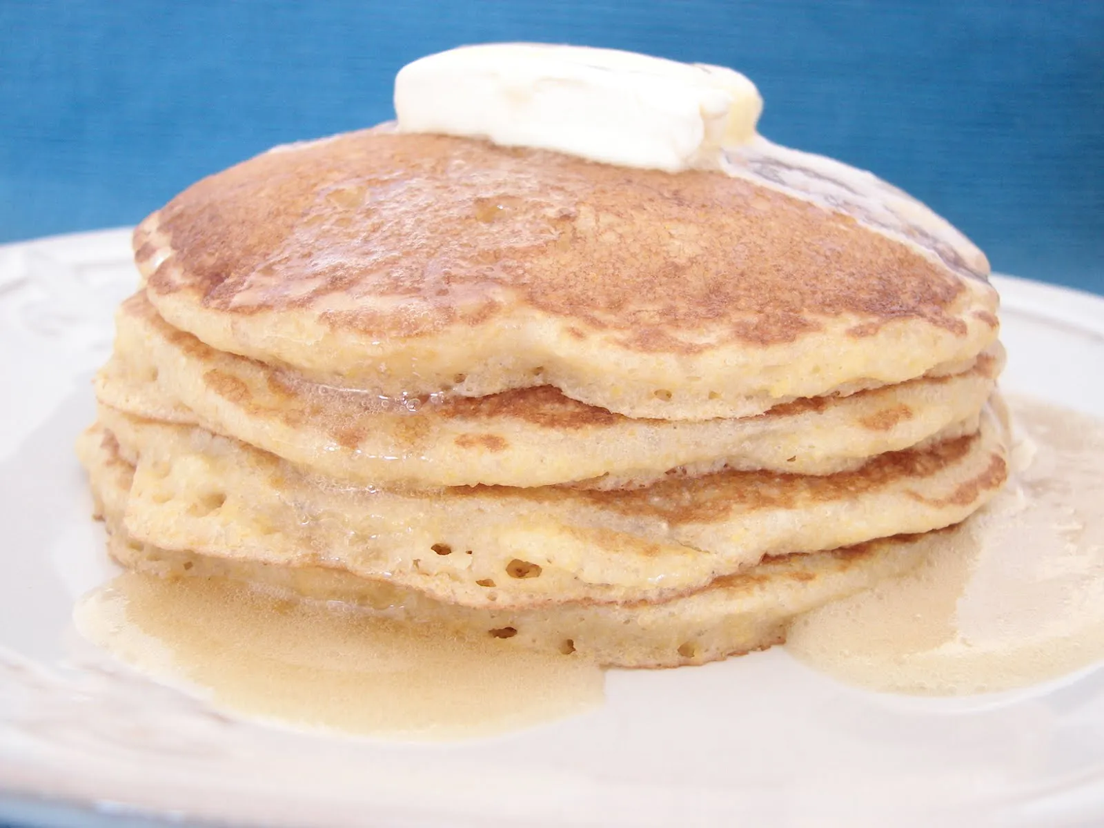 cornbread pancakes with honey butter syrup