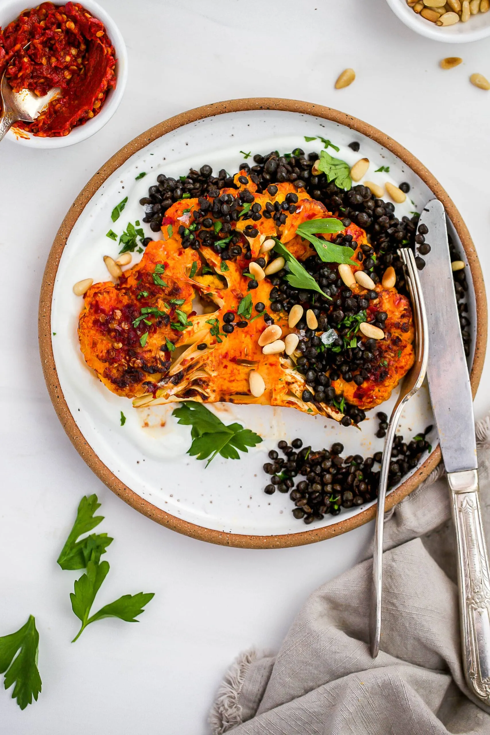 harissa cauliflower lentil stew