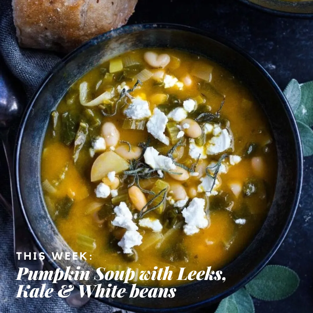pumpkin soup with leeks and white beans
