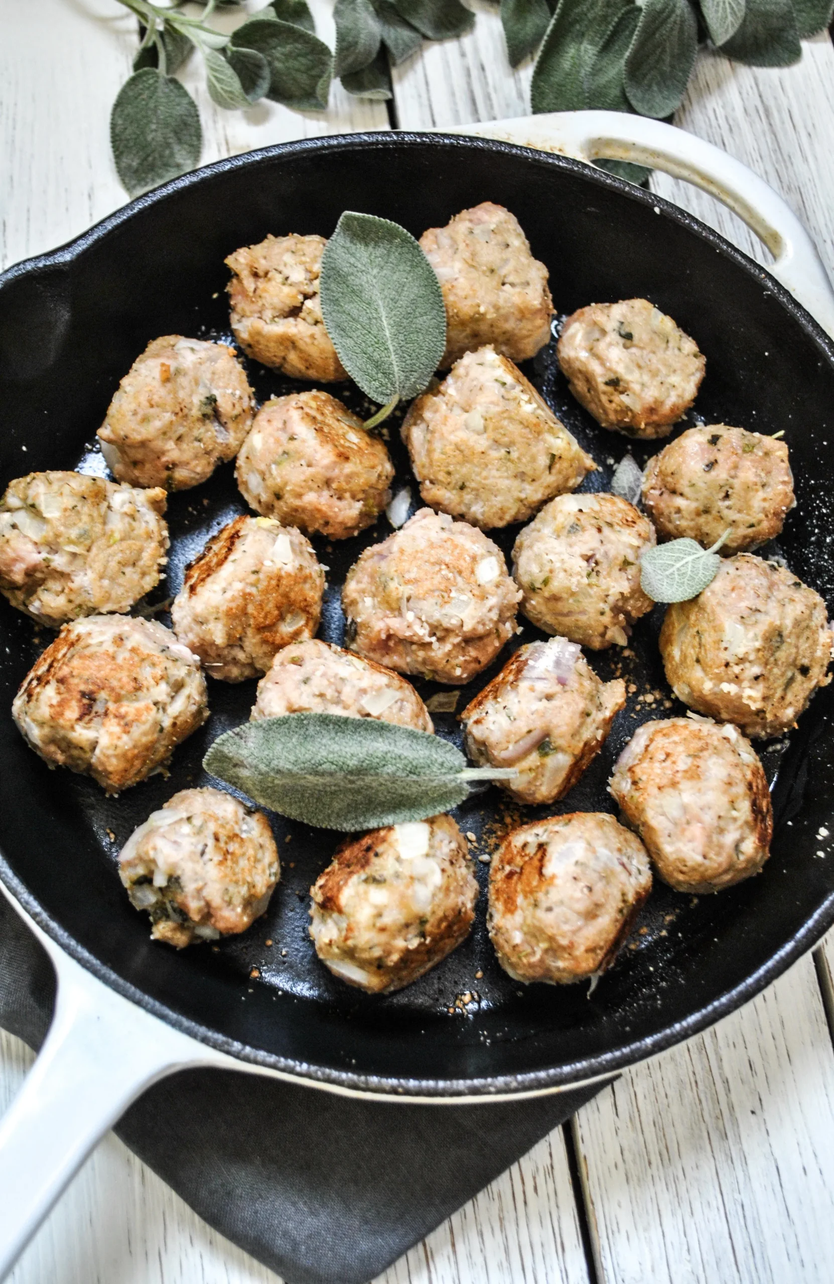 sage turkey meatballs with pumpkin orzo