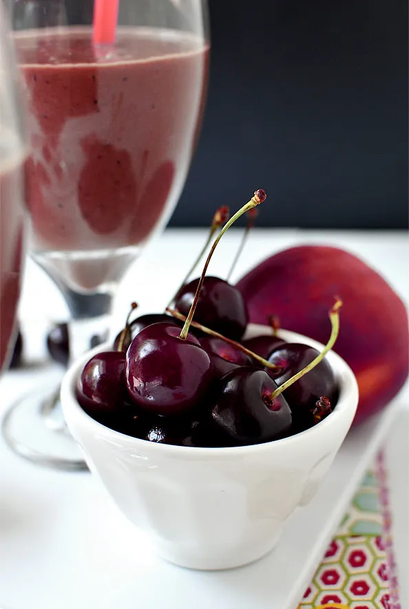 secretly healthy cherry peach smoothies