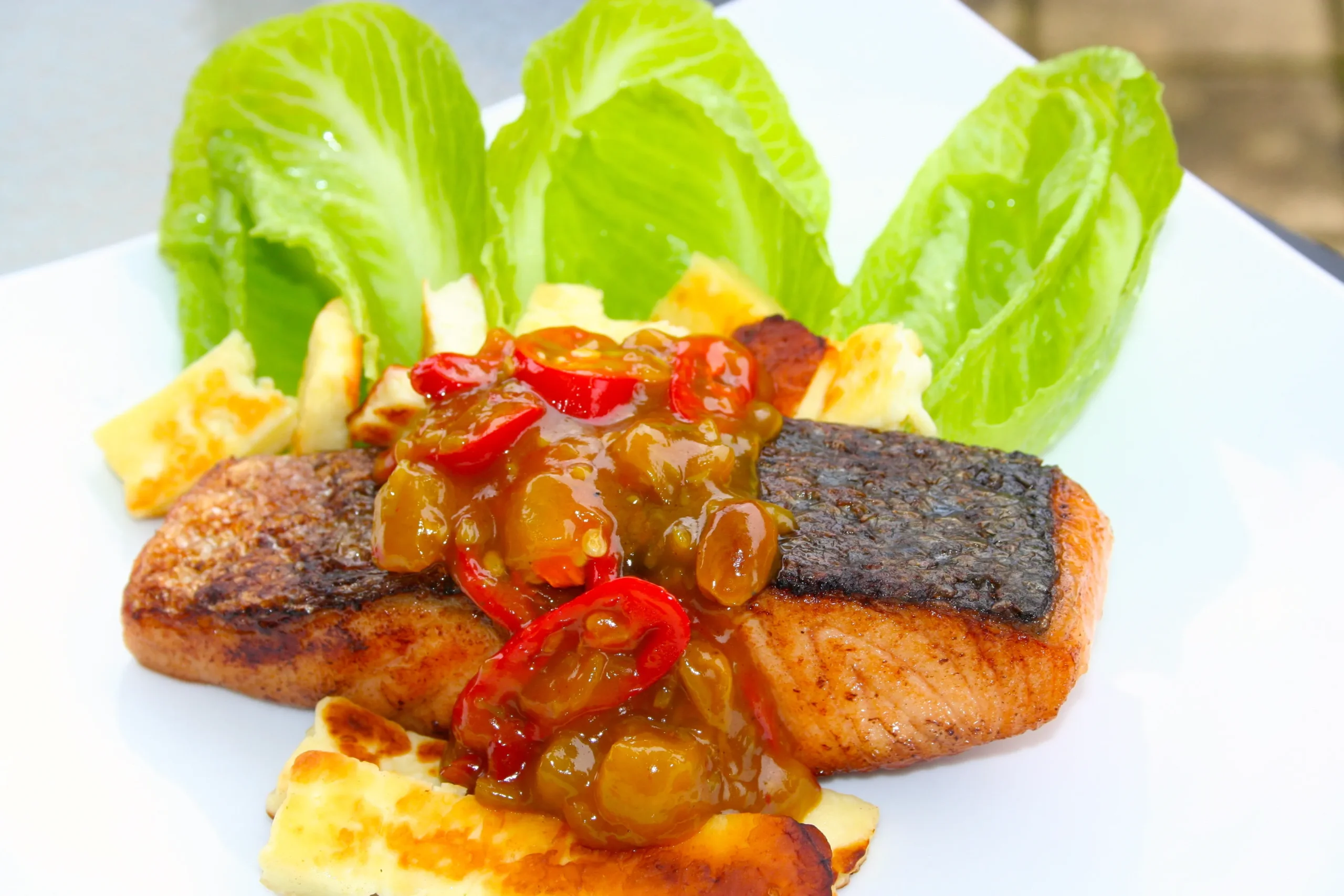 southwestern salmon with chili chutney