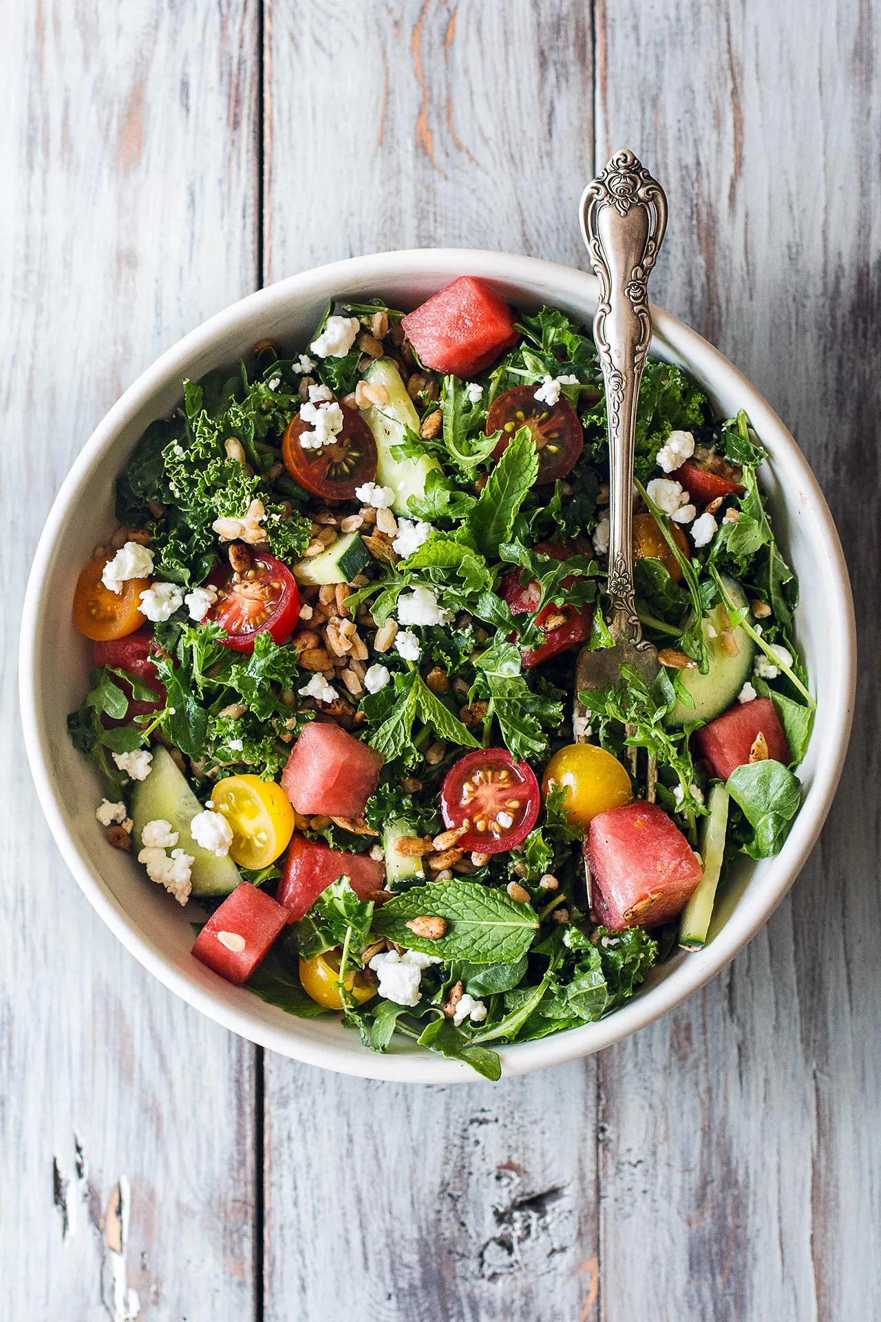summer kale and watermelon salad