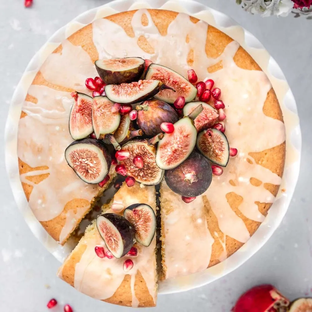 vegan orange blossom fig olive oil cake